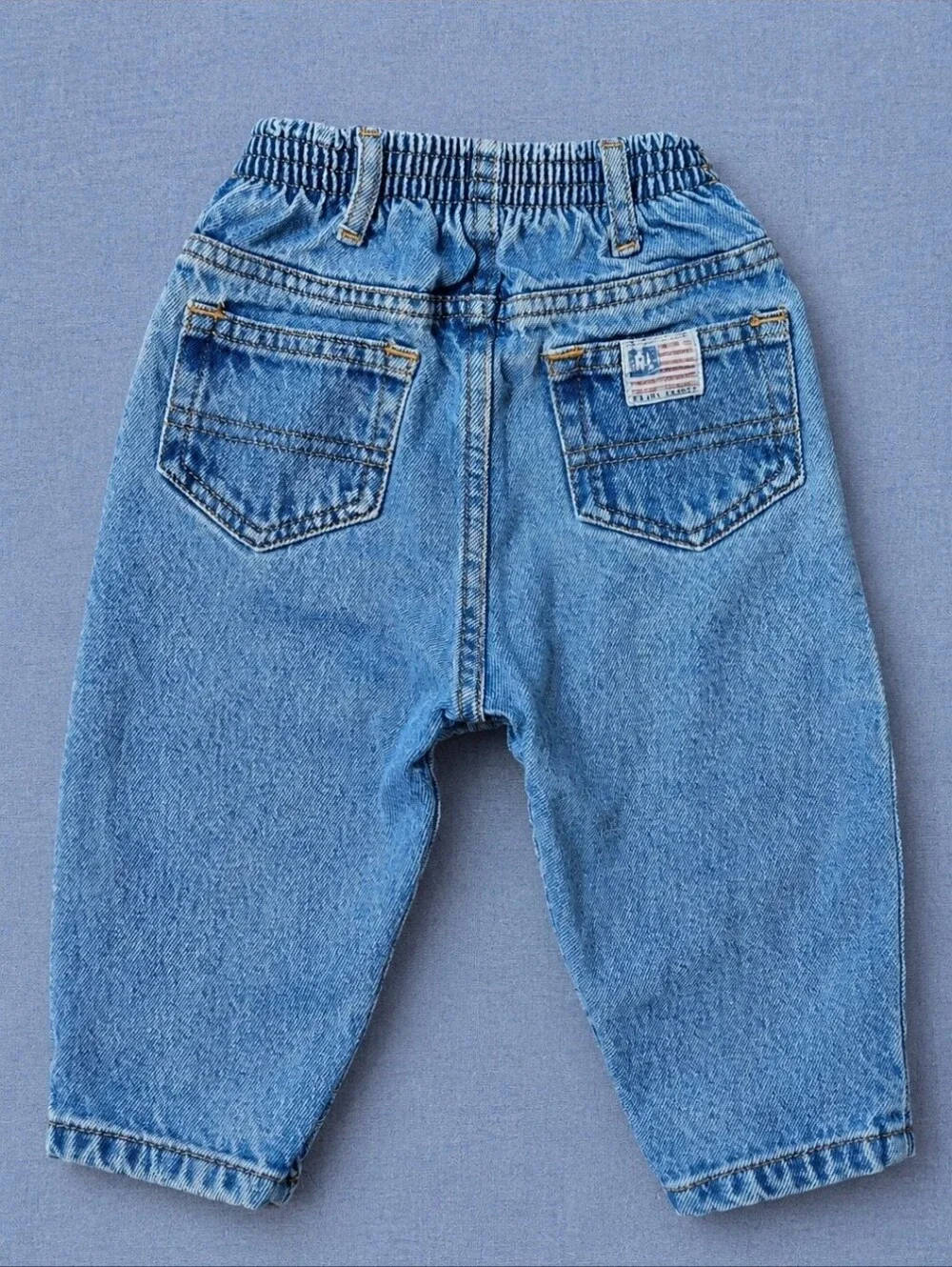 VTG 90s Polo Jeans Co Ralph Lauren Baby Jeans 6-12M Flag Patch Snap Inseam